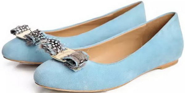 Ferragamo Ballerina Suede Leather FL0563 Light Blue