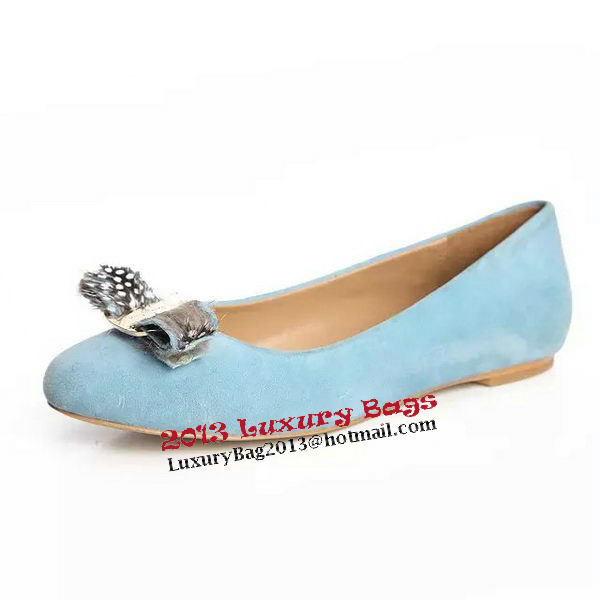 Ferragamo Ballerina Suede Leather FL0563 Light Blue