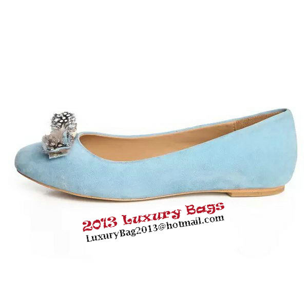 Ferragamo Ballerina Suede Leather FL0563 Light Blue