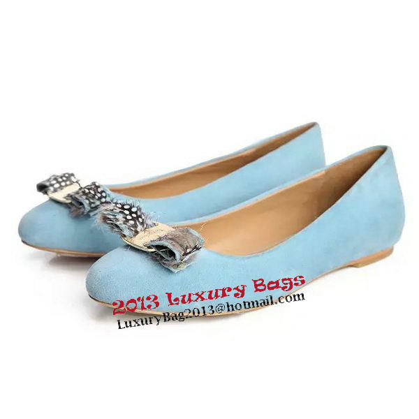 Ferragamo Ballerina Suede Leather FL0563 Light Blue