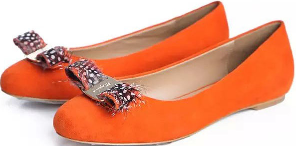 Ferragamo Ballerina Suede Leather FL0563 Orange