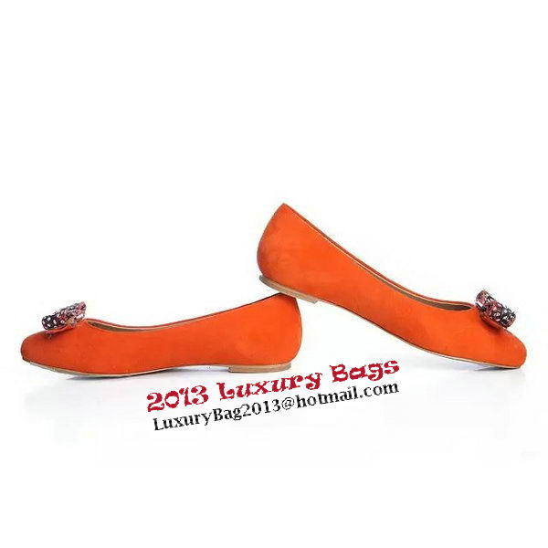 Ferragamo Ballerina Suede Leather FL0563 Orange