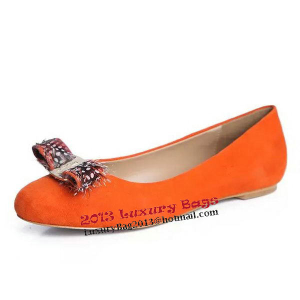 Ferragamo Ballerina Suede Leather FL0563 Orange