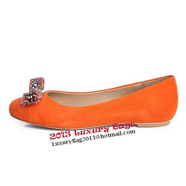 Ferragamo Ballerina Suede Leather FL0563 Orange