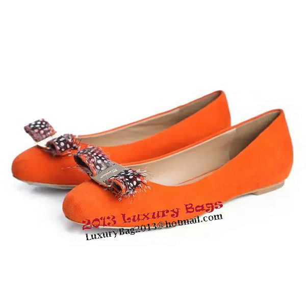 Ferragamo Ballerina Suede Leather FL0563 Orange