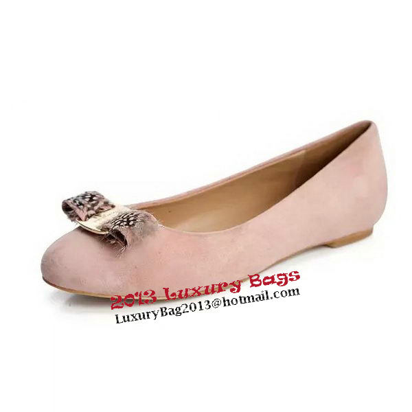 Ferragamo Ballerina Suede Leather FL0563 Pink