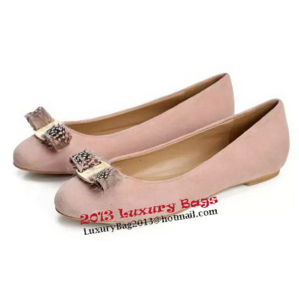 Ferragamo Ballerina Suede Leather FL0563 Pink