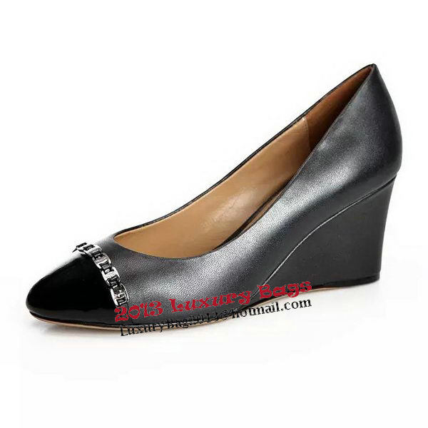 Ferragamo Wedges Calfskin Leather FL567 Black