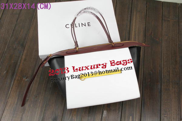 Celine Ring Bag Smooth Calfskin Leather 176203 White&Black&Maroon