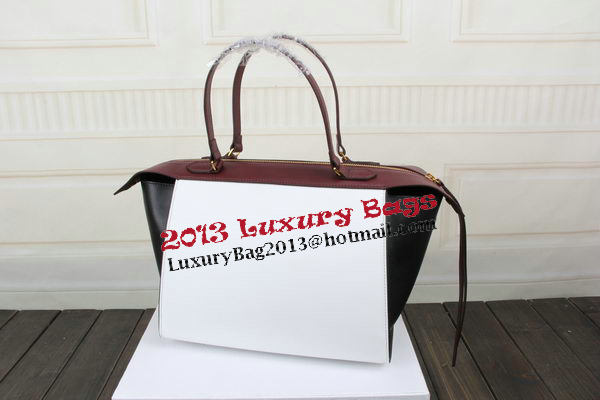 Celine Ring Bag Smooth Calfskin Leather 176203 White&Black&Maroon