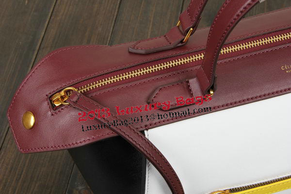 Celine Ring Bag Smooth Calfskin Leather 176203 White&Black&Maroon