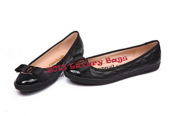 Ferragamo Ballerina Patent Leather FL0577 Black