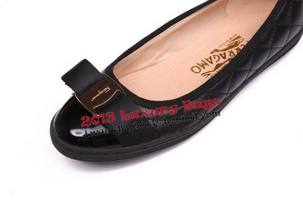 Ferragamo Ballerina Patent Leather FL0577 Black