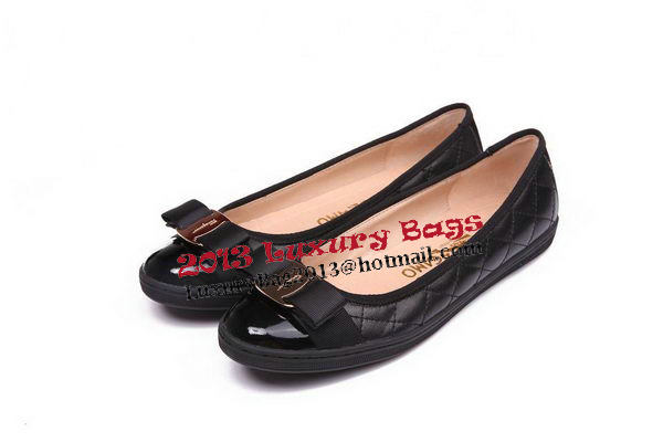 Ferragamo Ballerina Patent Leather FL0577 Black