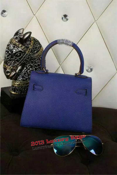 Hermes Kelly 20cm Tote Bag Litchi Leather K20 Blue