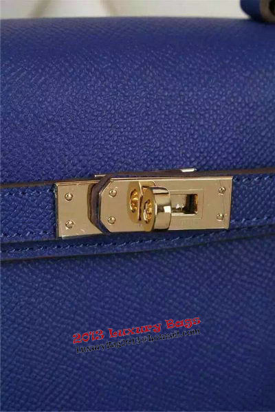 Hermes Kelly 20cm Tote Bag Litchi Leather K20 Blue