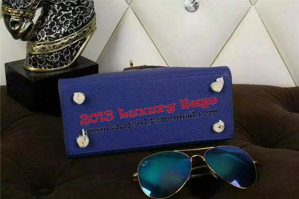Hermes Kelly 20cm Tote Bag Litchi Leather K20 Blue