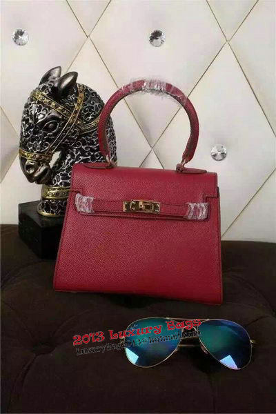 Hermes Kelly 20cm Tote Bag Litchi Leather K20 Burgundy