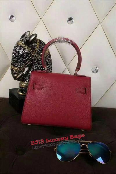 Hermes Kelly 20cm Tote Bag Litchi Leather K20 Burgundy