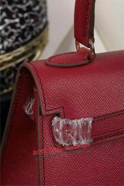 Hermes Kelly 20cm Tote Bag Litchi Leather K20 Burgundy