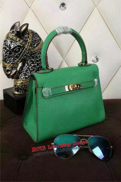 Hermes Kelly 20cm Tote Bag Litchi Leather K20 Green