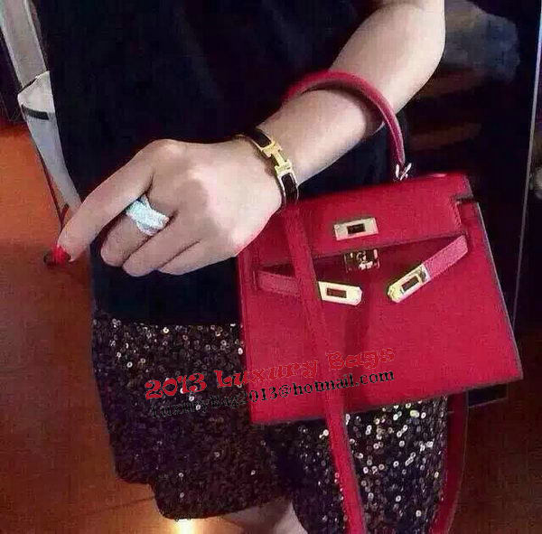 Hermes Kelly 20cm Tote Bag Litchi Leather K20 Red