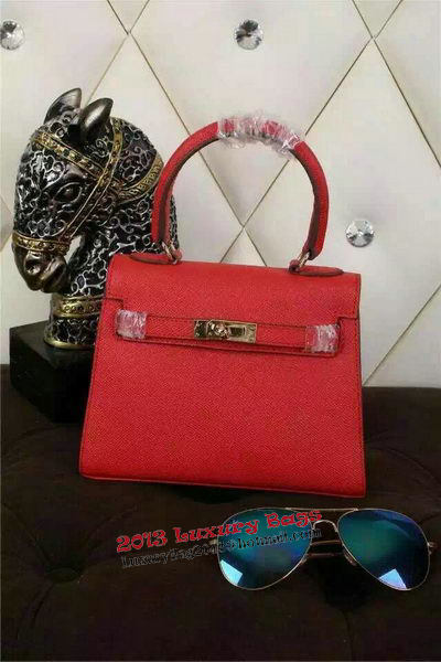 Hermes Kelly 20cm Tote Bag Litchi Leather K20 Red