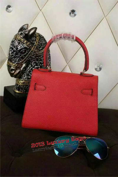 Hermes Kelly 20cm Tote Bag Litchi Leather K20 Red