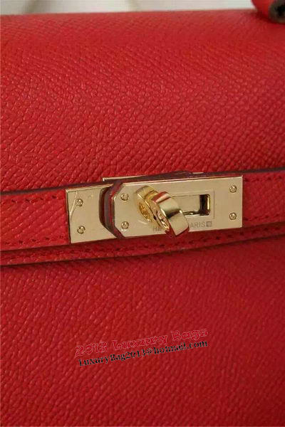 Hermes Kelly 20cm Tote Bag Litchi Leather K20 Red