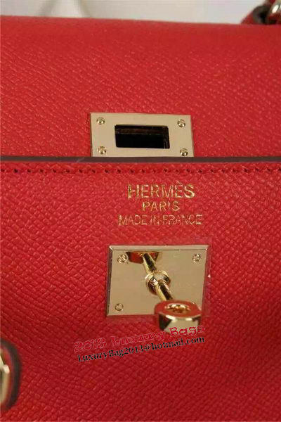 Hermes Kelly 20cm Tote Bag Litchi Leather K20 Red