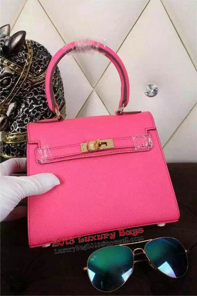 Hermes Kelly 20cm Tote Bag Litchi Leather K20 Rose