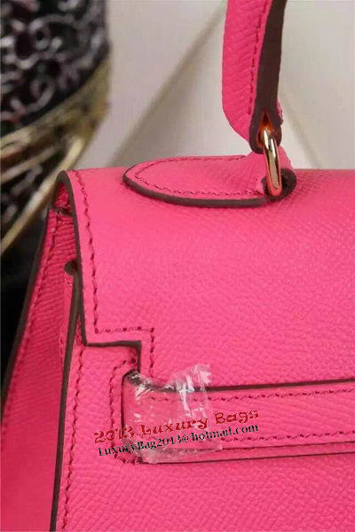 Hermes Kelly 20cm Tote Bag Litchi Leather K20 Rose