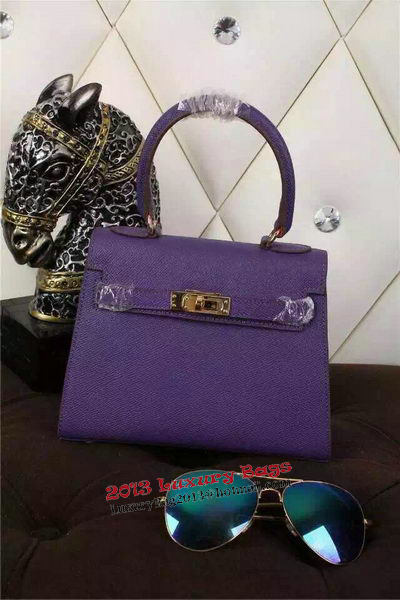 Hermes Kelly 20cm Tote Bag Litchi Leather K20 Violet