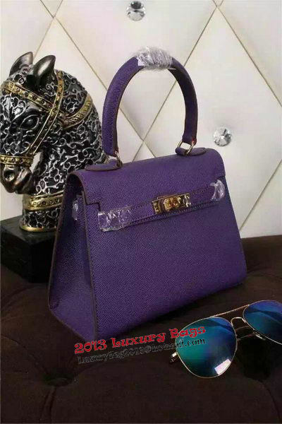 Hermes Kelly 20cm Tote Bag Litchi Leather K20 Violet