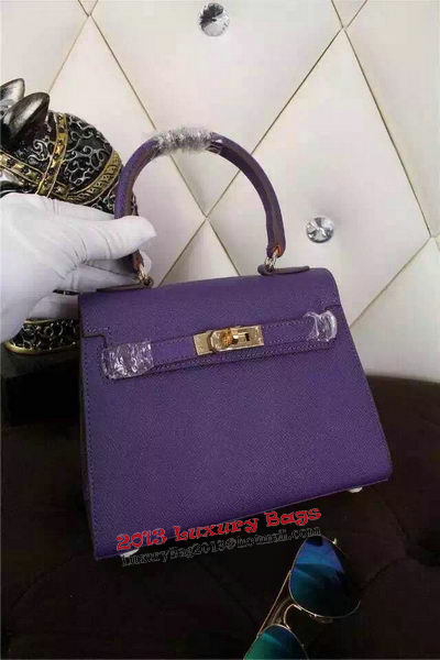 Hermes Kelly 20cm Tote Bag Litchi Leather K20 Violet