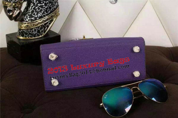 Hermes Kelly 20cm Tote Bag Litchi Leather K20 Violet