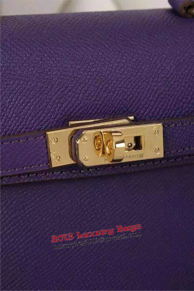 Hermes Kelly 20cm Tote Bag Litchi Leather K20 Violet