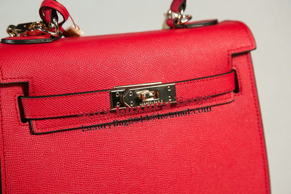 Hermes Kelly 25cm Tote Bag Togo Leather K2138 Red