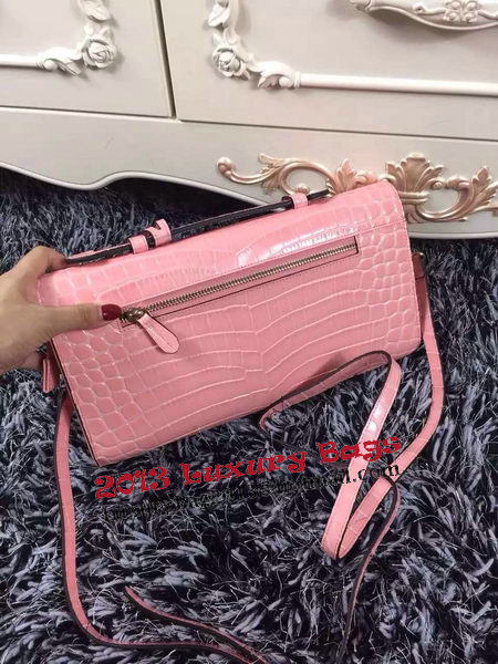 Hermes Kelly Clutch Bag Croco Leather K2651 Light Pink