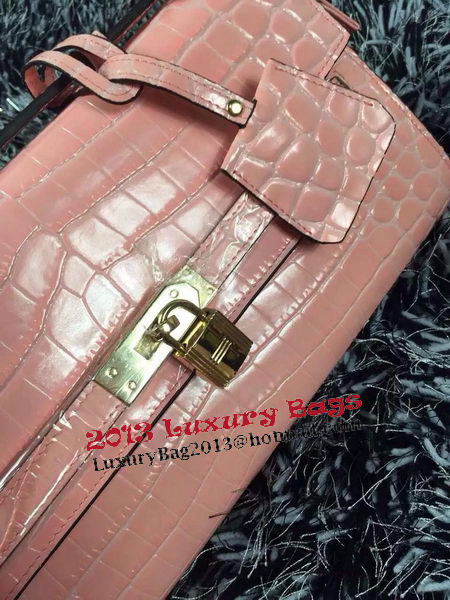 Hermes Kelly Clutch Bag Croco Leather K2651 Light Pink