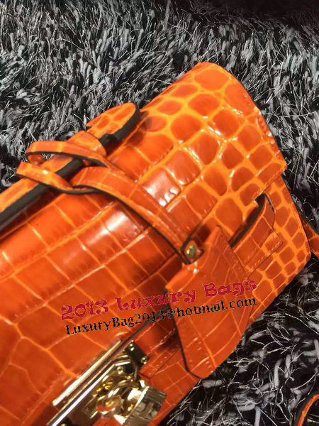 Hermes Kelly Clutch Bag Croco Leather K2651 Orange