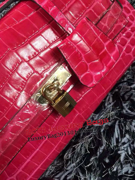 Hermes Kelly Clutch Bag Croco Leather K2651 Rose