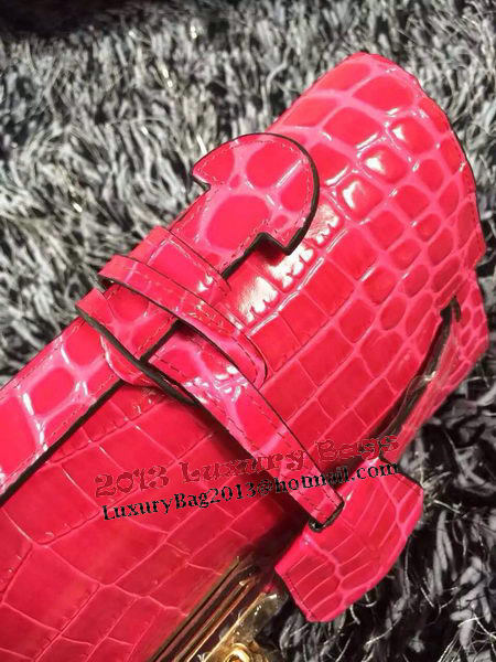 Hermes Kelly Clutch Bag Croco Leather K2651 Rose