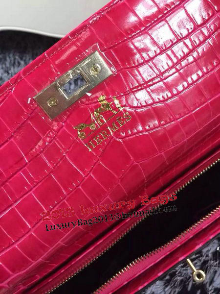 Hermes Kelly Clutch Bag Croco Leather K2651 Rose