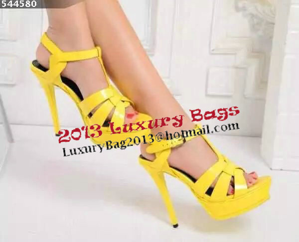 Yves Saint Laurent 130mm Pump Sandals Patent YSL250LWR Yellow