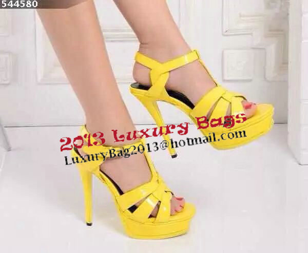 Yves Saint Laurent 130mm Pump Sandals Patent YSL250LWR Yellow