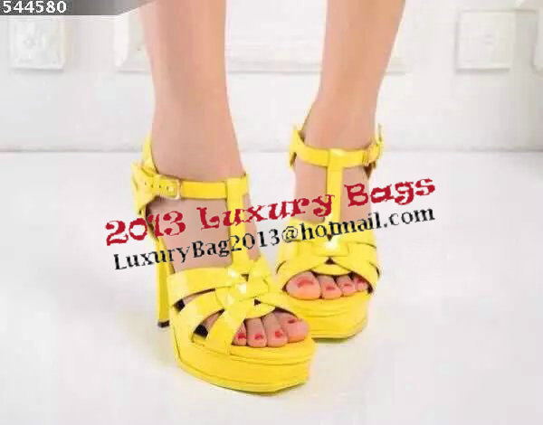 Yves Saint Laurent 130mm Pump Sandals Patent YSL250LWR Yellow