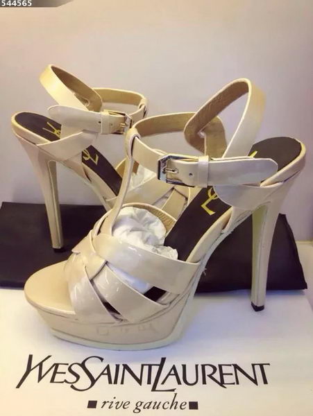 Yves Saint Laurent 130mm Pump Sandals Patent YSL265LWR Apricot