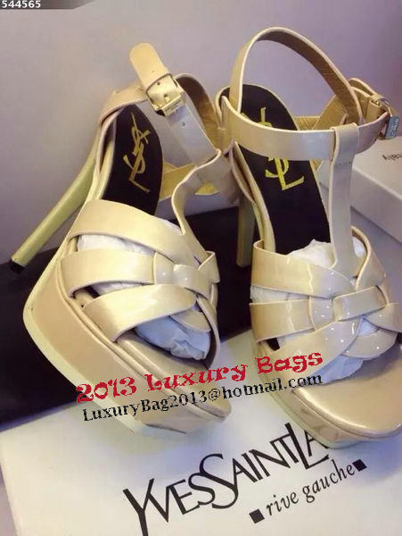 Yves Saint Laurent 130mm Pump Sandals Patent YSL265LWR Apricot