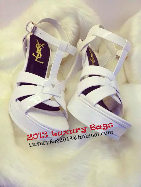 Yves Saint Laurent 130mm Pump Sandals Patent YSL265LWR White